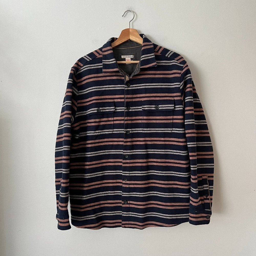 Carbon2Cobalt Striped Cotton Button Down Casual Shirt Men's Size Large